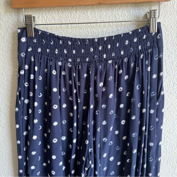 Lucky Brand Blue & White Polka Dot Palazzo Pant W/ Pockets Wide Leg Extra Small - Picture 7 of 11